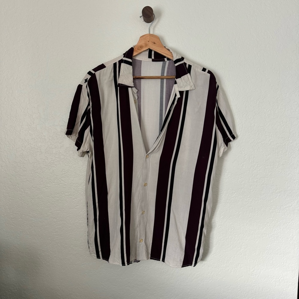 Oversized Large Striped Casual Button Up